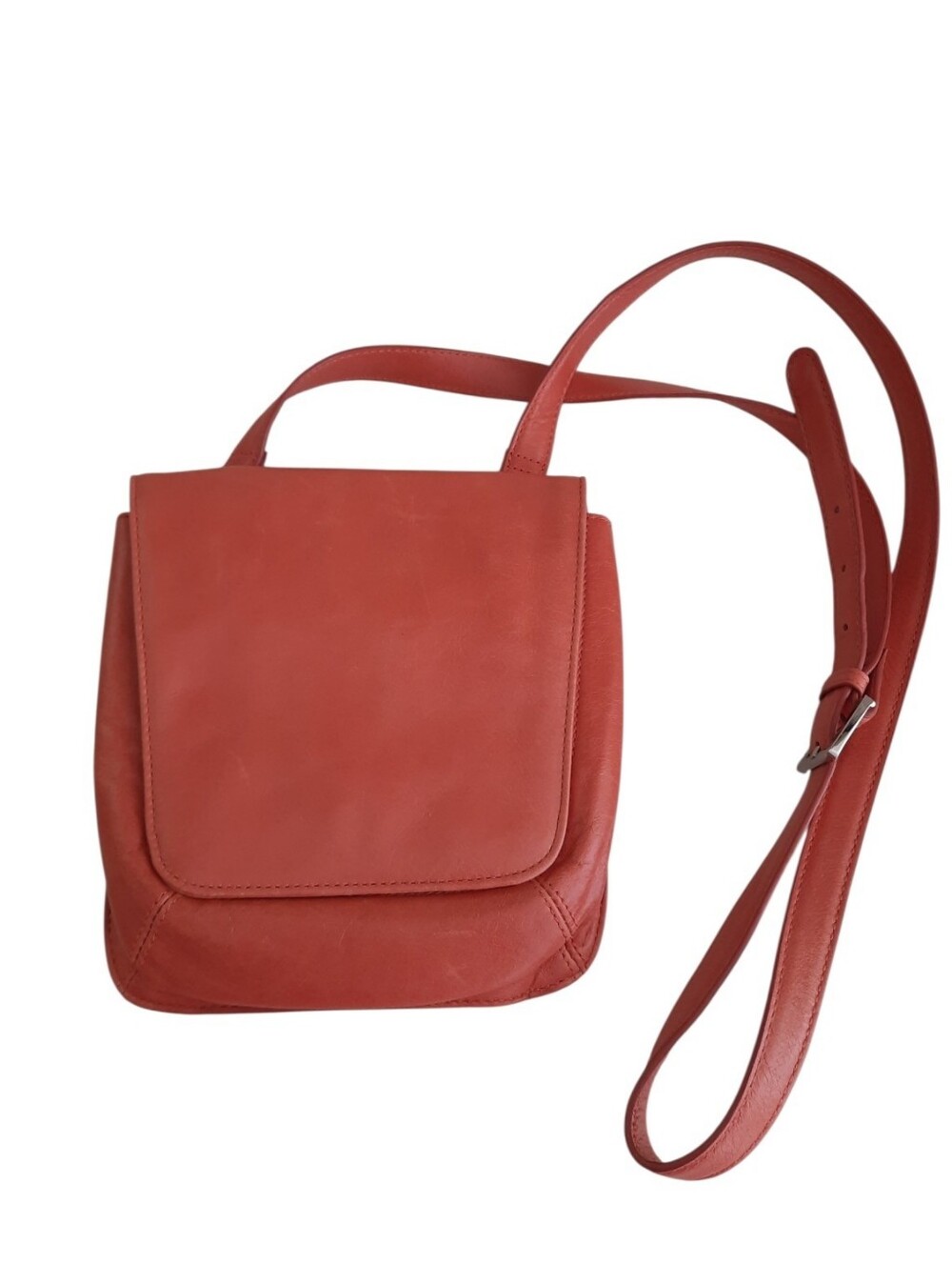 Hobo International Small Leather Crossbody Bag Papaya Adjustable Strap Narrow
